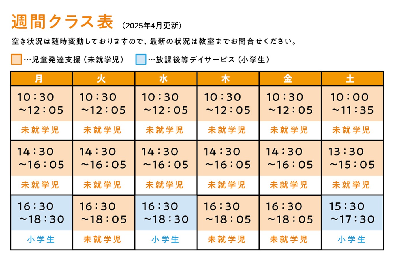 イオン大宮校週間クラス表