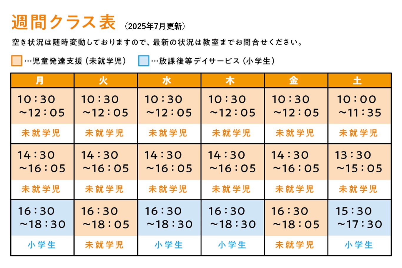 常盤平校週間クラス表